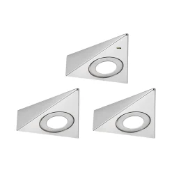 Éclairage sous-meubles LED Trias Détecteur de proximité Kit de 3 3x2,7W 135x132mm 3x185lm 230/12V Acier brossé