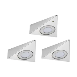 Éclairage sous-meubles LED Trias Détecteur de proximité Kit de 3 3x2,7W 135x132mm 3x185lm 230/12V Acier brossé