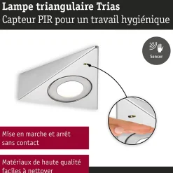 Éclairage sous-meubles LED Trias Détecteur de proximité Kit de 3 3x2,7W 135x132mm 3x185lm 230/12V Acier brossé