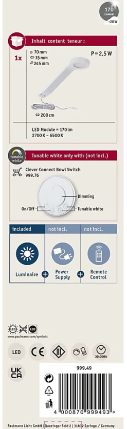 Clever Connect Spot LED Mike Tunable White 2W Blanc dépoli
