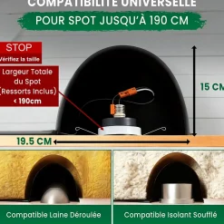 Cloche de Protection Spot x10. Jusqu'à Diametre Spot 190mm. Protection Isolation Laine de Verre et Laine Soufflée . Bbc rt2012