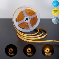 COB-LED-Stripe 5 mètres, blanc/transparent, dimmable avec fonction mémoire