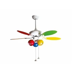 Colore de Purline By KlassFan un ventilateur de plafond avec point lumineux réversible pales bi faces blanches ou multicolore.