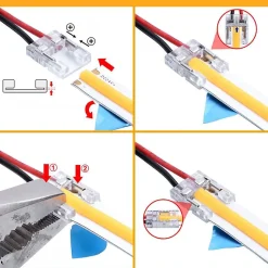 Connecteur à 2 têtes avec Fil pour Ruban LED COB 10mm - SILAMP