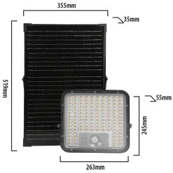 CUBE XL: Projecteur LED solaire de 9600 lumens. Avec PIR et panneau déporté