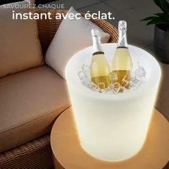 Cylindre lumineux LED Utilisé comme seau à champagne avec éclairage LED de 12 W 16 couleurs RGB et 5 modes d'éclairage