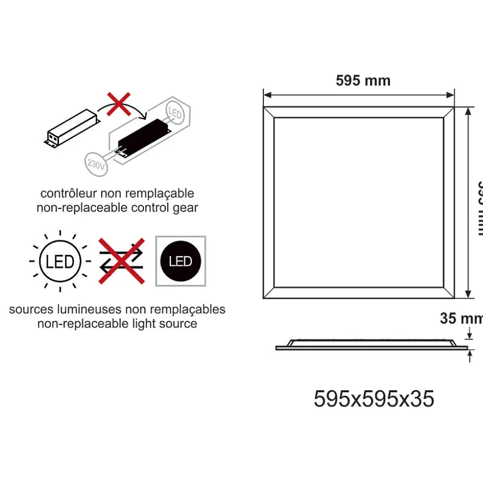 Dalle LED 36W 60x60 UGR19 3780lm 4000K - garantie 5 ans