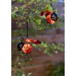 Décoration solaire Coccinelle- Hauteur avec la suspension 20cm- 2 Lumens- Eclairage extérieur Jardin