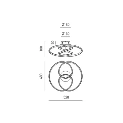 Diva - Plafonnier LED 40W dimmable - Aluminium titane, lumière chaude 3000K, 2500lm, diffuseur en silicone