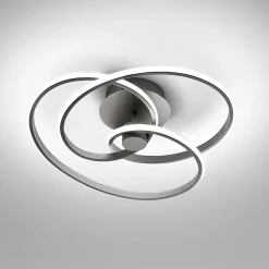 Diva - Plafonnier LED 40W dimmable - Aluminium titane, lumière chaude 3000K, 2500lm, diffuseur en silicone