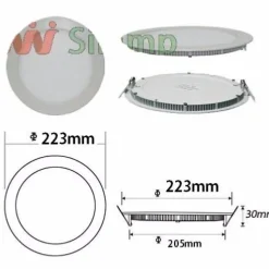 Downlight Dalle LED Extra Plate Ronde ALU 18W (Pack de 5) - Blanc Chaud 2300K - 3500K - SILAMP