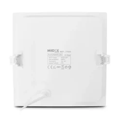 Downlight LED Carré 200x200mm 15W Blanc Chaud Encastrable IP44