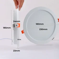 Downlight LED circulaire encastrable 25W découpe 190mm 115 lmW IP20 CCT sélectionnable 3000K4000K6000K