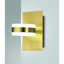 Dunk - Applique murale ronde Fabas Luce 2 lumières - Applique murale LED 16W à intensité variable - Laiton satiné