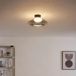 Eclairage LED rond ultra tendance avec abat-jour en verre fumé - Théoria