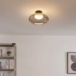 Eclairage LED rond ultra tendance avec abat-jour en verre fumé - Théoria
