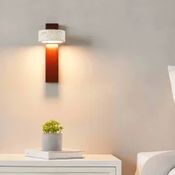 Eclairage mural LED en bois et pierre orientable - Fiorenzo