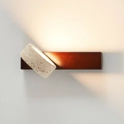 Eclairage mural LED en bois et pierre orientable - Fiorenzo