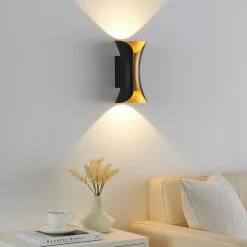 Eclairage mural LED noir intérieur doré IP54 - Foria