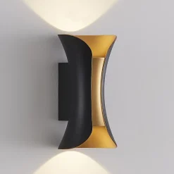 Eclairage mural LED noir intérieur doré IP54 - Foria