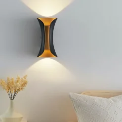 Eclairage mural LED noir intérieur doré IP54 - Foria