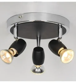 Eclairage plafond Alliage 3 ampoules métal noir chromé compatible LED