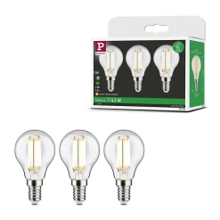 Eco-Line Filament 230 V Sphérique LED E14 Kit de 3 82mm 525lm 2,5W 3000K Clair