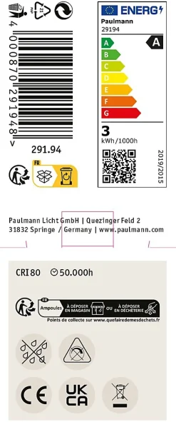 Eco-Line Standard 230 V Réflecteur LED GU10 Kit de 1 450lm 2,5W 4000K Argent