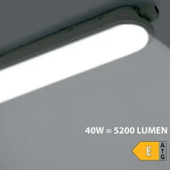 ECOPOWER: Plafonnier LED étanche, 120cm, 5200lm, extensible