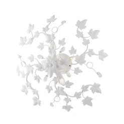 Edera Plafonnier en fer laqué blanc déco effet shabby chic et strass cristal 4 lumières H.22 d.60 BL50-PL4-BCO