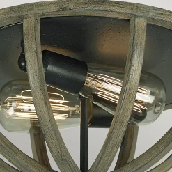 Elstead Allier - Plafonnier à 2 ampoules au bois foncé clair, fer antique, E27