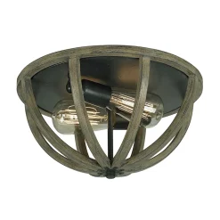 Elstead Allier - Plafonnier à 2 ampoules au bois foncé clair, fer antique, E27