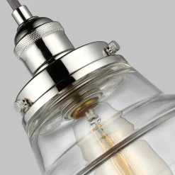 Elstead Baskin - Luminaire suspendu à 1 ampoule en forme de dôme, nickel poli, E27