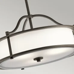 Elstead Emory - Plafonnier rond semi-encastré à 3 ampoules en étain, E27