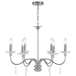 Elstead Finsbury Park - Lustre à 6 bras multiples au fini nickel poli - abat-jour non inclus, E14