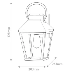 Elstead Hinkley Dawson Lanterne murale d'extérieur traditionnelle noire, accent bronze bruni IP44 1x E27