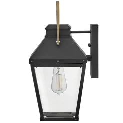 Elstead Hinkley Dawson Lanterne murale d'extérieur traditionnelle noire, accent bronze bruni IP44 1x E27