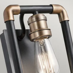 Elstead Imahn - Applique murale d'intérieur à 1 lumière, noir, laiton naturel, E27