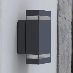 Elstead Jannik - Applique murale d'extérieur à 2 lumières LED Graphite IP44