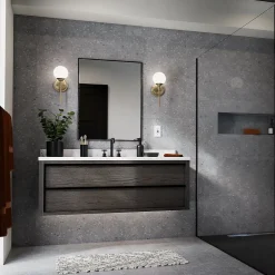 Elstead Kichler Benno Applique de salle de bain contemporaine en bronze champagne 3000 K IP44 1x G9