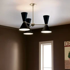 Elstead Kichler Phix Plafonnier suspendu multi-bras contemporain en bronze champagne, noir, 6 ampoules E27