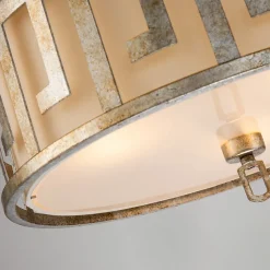 Elstead Lemuria - Grand plafonnier rond à 3 ampoules à montage double, or, E27