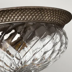 Elstead Plantation - Grand plafonnier semi-affleurant à 3 ampoules, bronze perle, E27