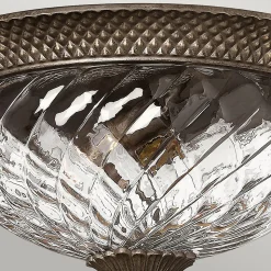 Elstead Plantation - Grand plafonnier semi-affleurant à 3 ampoules, bronze perle, E27