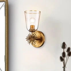 Elstead Staring Applique murale contemporaine en or vieilli, abat-jour en verre, 1 culot E27