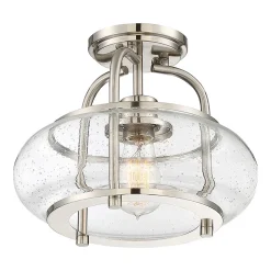 Elstead Trilogy 1 Lumière Semi-Plafonnier, Nickel Brossé, E27