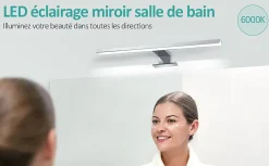 EMKE Applique murale LED pour salle de bain, 40 x 15 cm, 6000 K, blanc, 3 méthodes d'installation