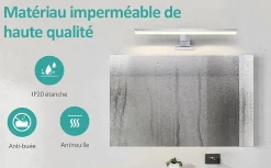 EMKE Applique murale LED pour salle de bain, 40 x 15 cm, 4200 K, blanc 3 méthodes d'installation