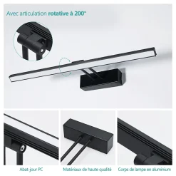 EMKE Applique murale LED pour salle de bain, 40 x 20 cm, 6500 K, noir