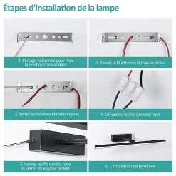 EMKE Applique murale LED pour salle de bain, 40 x 20 cm, 6500 K, noir